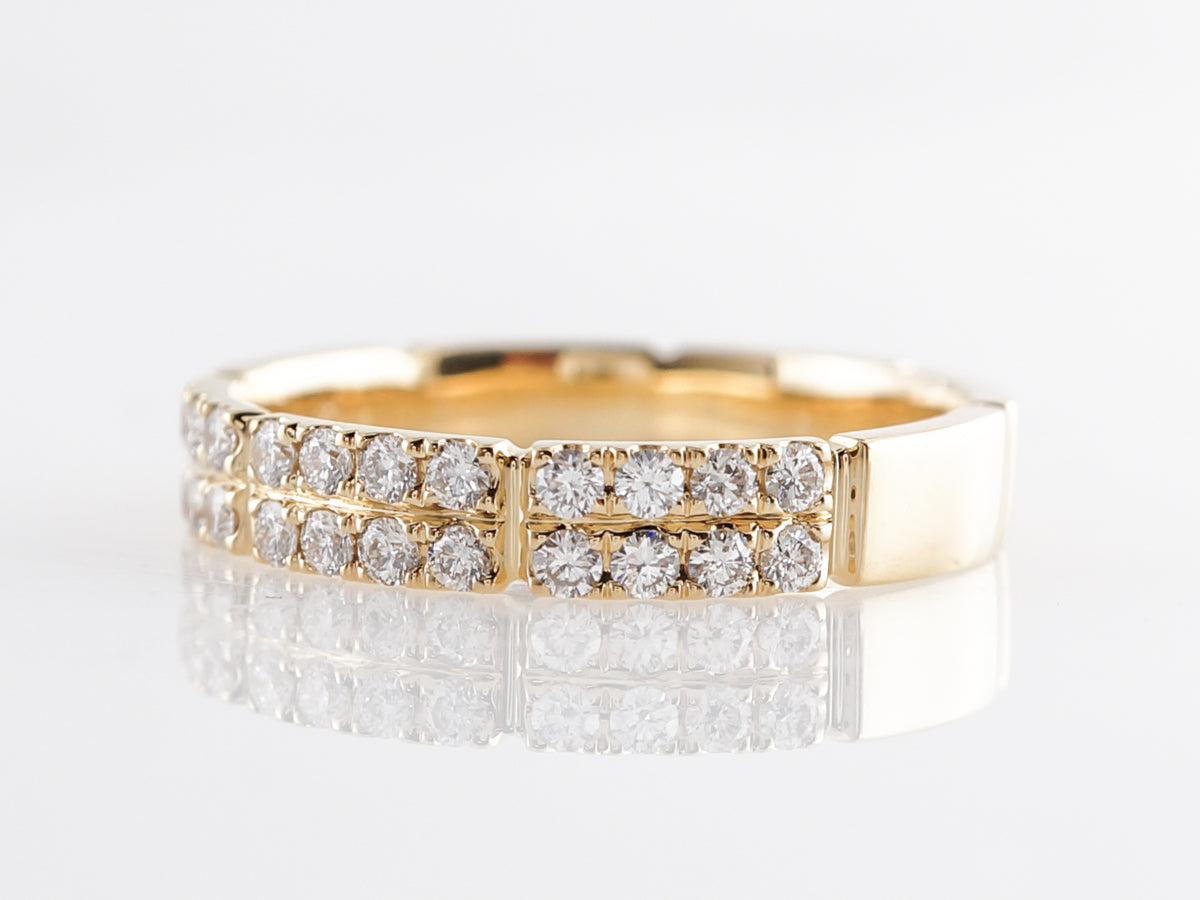 Doubled Diamond Wedding Band in 18k Yellow Gold