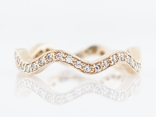 Wedding Band Modern .63 Round Brilliant Cut Diamonds in 14k Yellow Gold