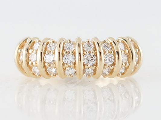 Wedding Band Modern .72 Round Brilliant Cut Diamonds in 18k Yellow Gold