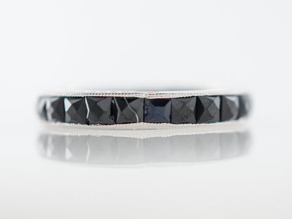 3 Carat French Cut Sapphire Eternity Wedding Band in White Gold