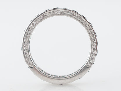 3 Carat French Cut Sapphire Eternity Wedding Band in White Gold