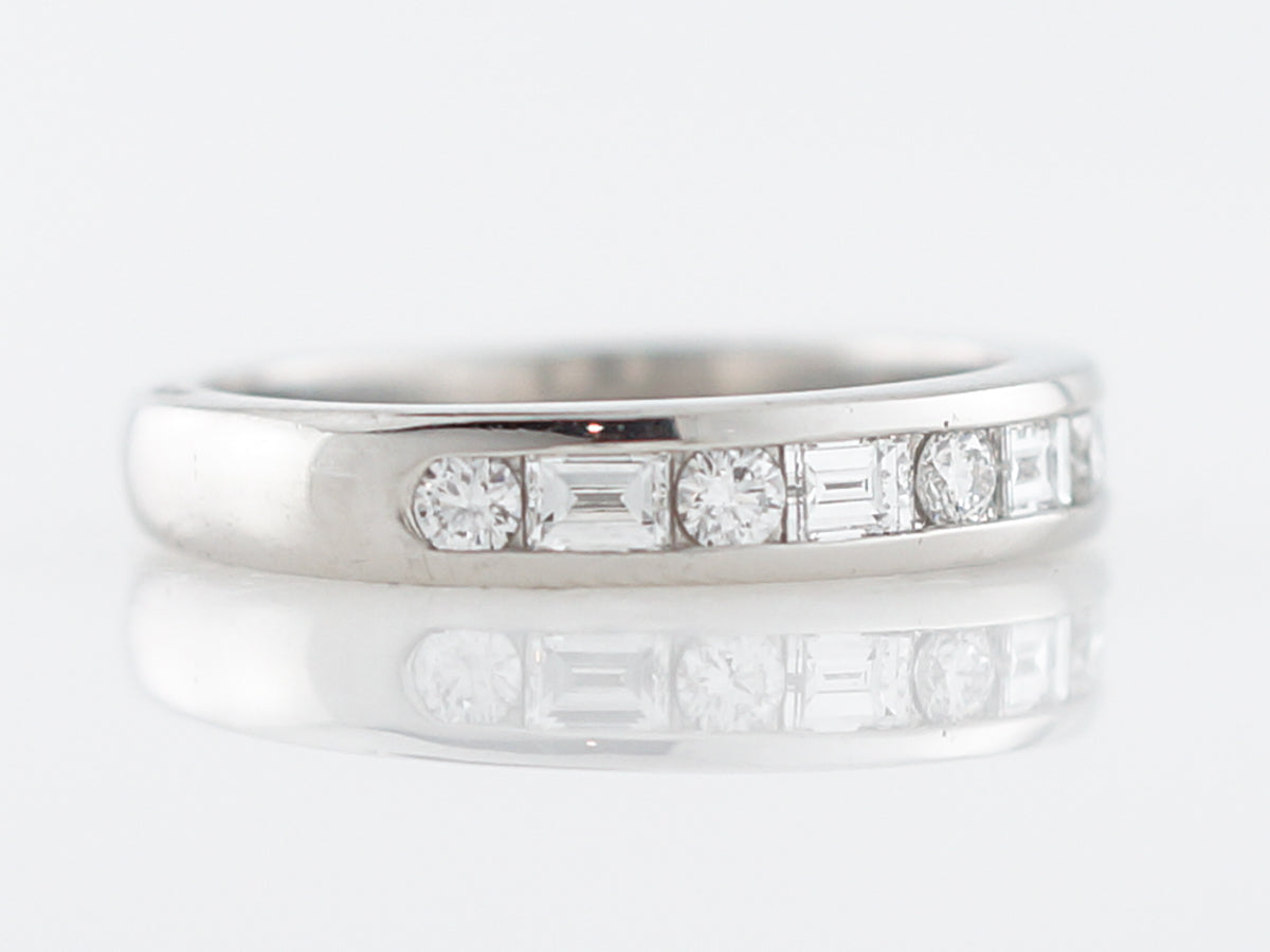 Wedding Band Modern Tiffany & Co .66 Round Brilliant & Baguette Cut Diamonds in Platinum
