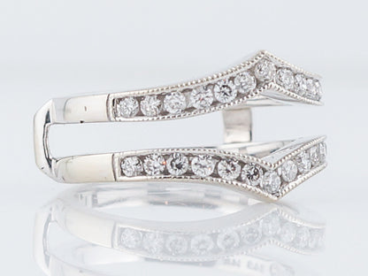 Wedding Band Ring Guard Modern .78 Round Brilliant Cut Diamonds in 14k White Gold