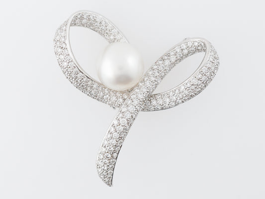 RTV 7.27.21 Pearl & Diamond Brooch in 18k White Gold