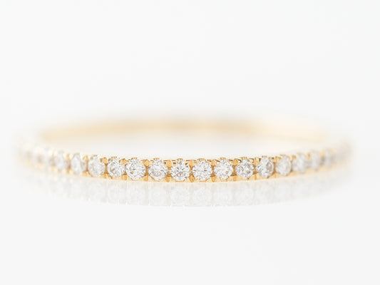 Thin Yellow Gold Wedding Band w/ Diamonds 18k