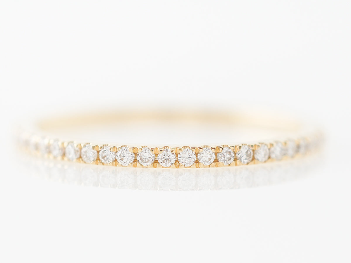 Slim Yellow Gold Wedding Band w/ Diamonds in 18k