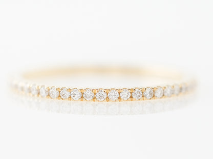 Slim Yellow Gold Wedding Band w/ Diamonds in 18k