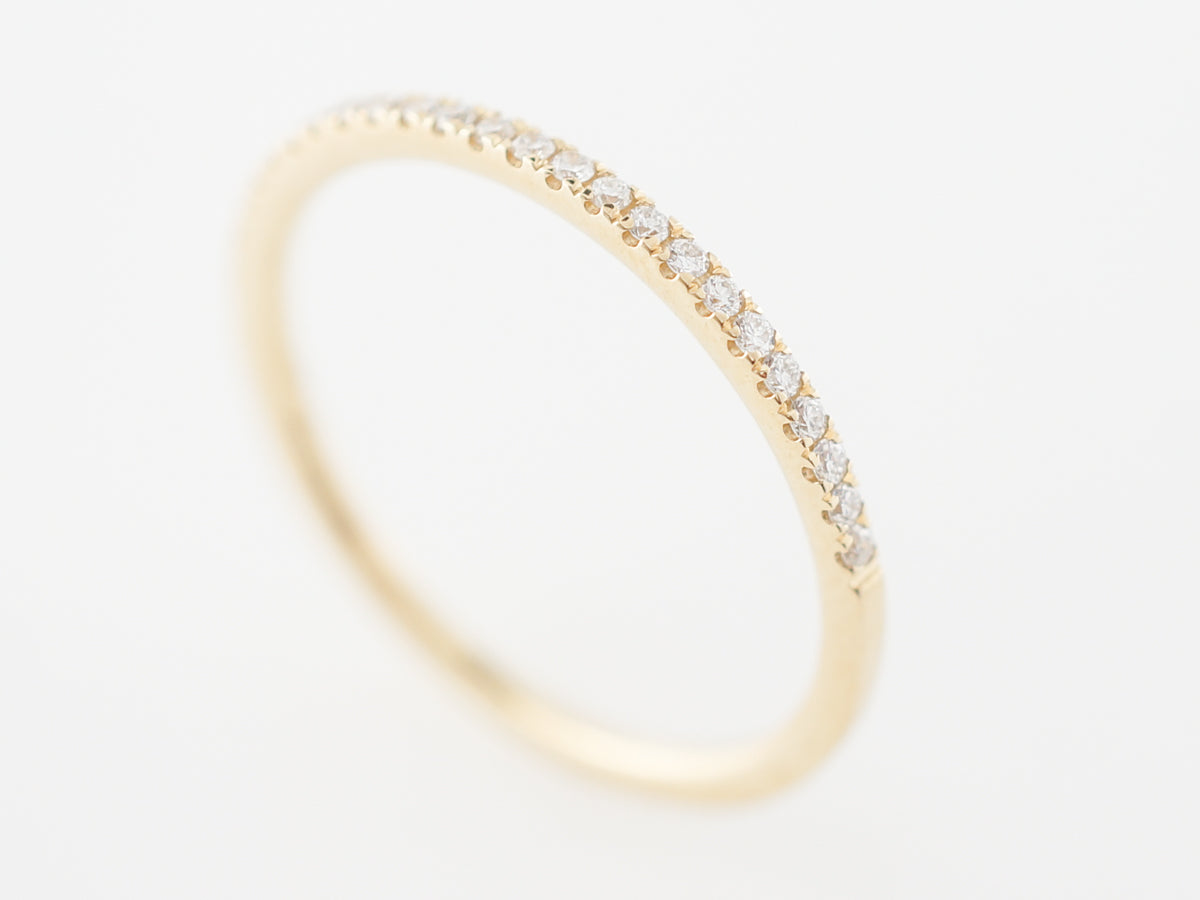 Slim Yellow Gold Wedding Band w/ Diamonds in 18k