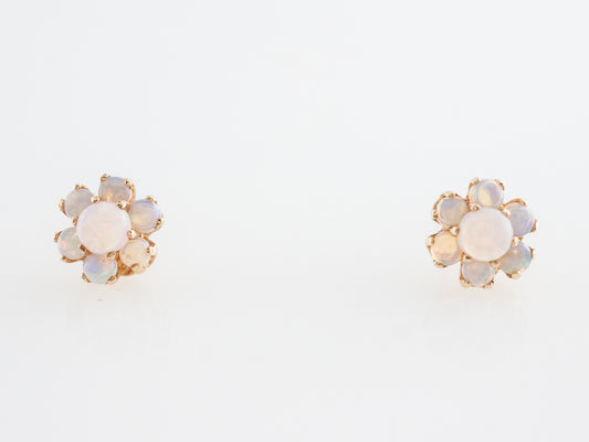 Cabochon Opal Cluster Earrings in 14k Yellow Gold