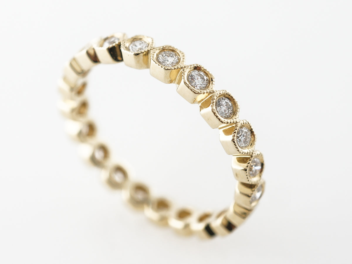 Yellow Gold Bezel Diamond Eternity Wedding Band