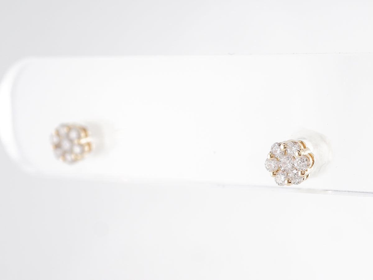 Cluster Diamond Earrings in 14k Yellow Gold