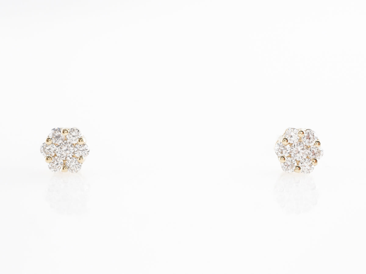 Cluster Diamond Earrings in 14k Yellow Gold