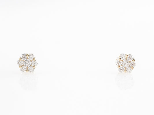 Cluster Diamond Earrings in 14k Yellow Gold