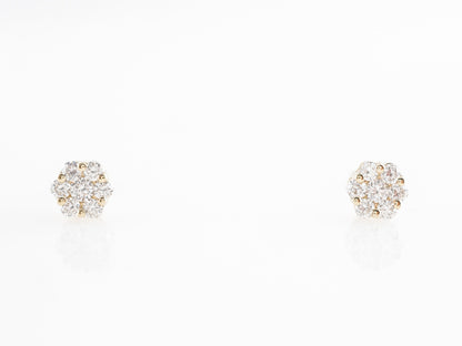 Cluster Diamond Earrings in 14k Yellow Gold