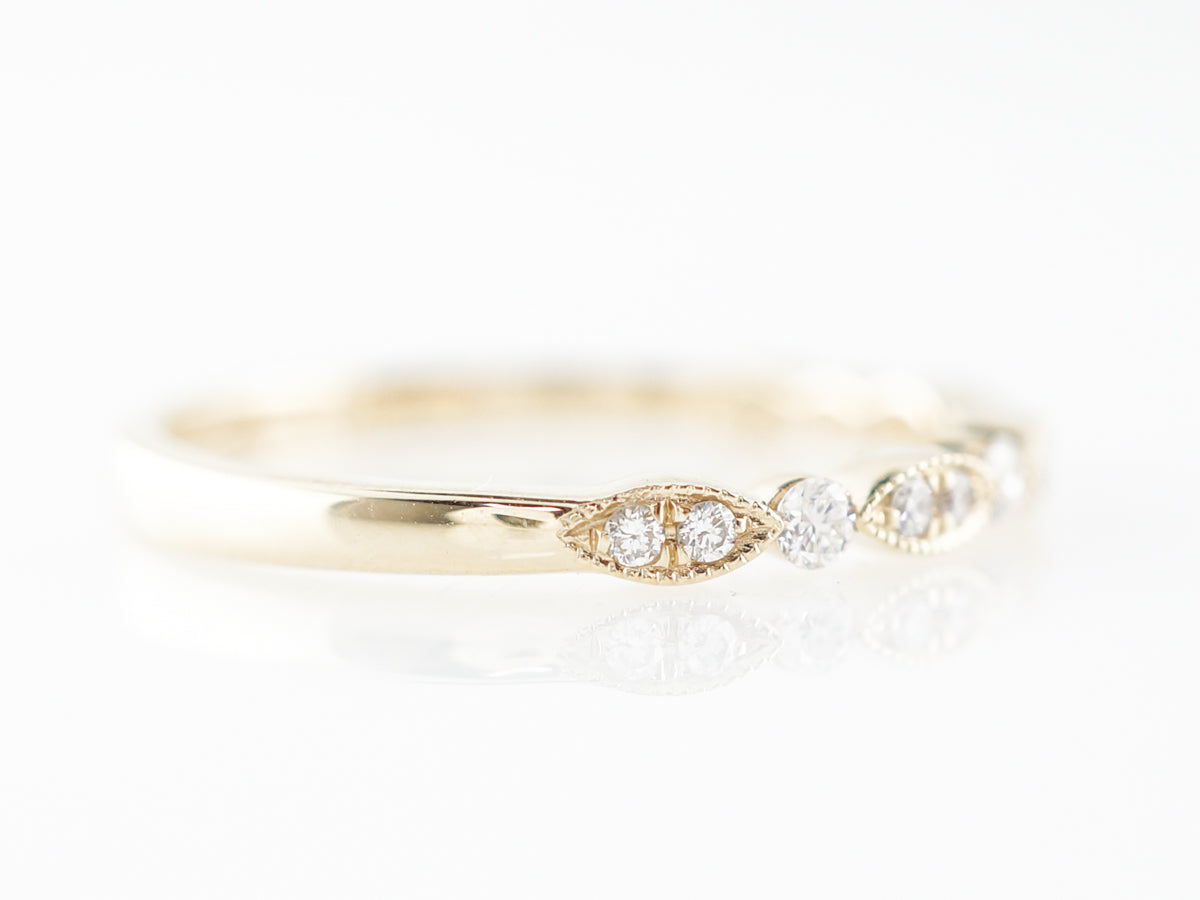 Thin Wedding Band w/ Diamonds in 14k Yellow Gold