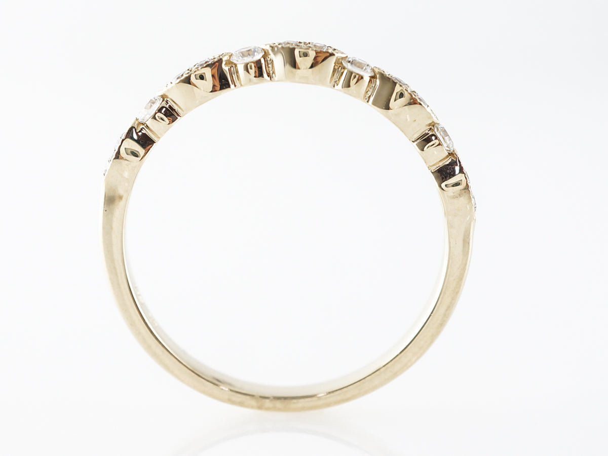 Thin Wedding Band w/ Diamonds in 14k Yellow Gold