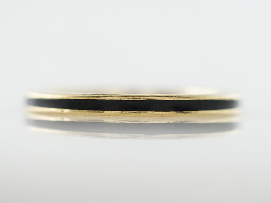 Hidalgo Black Enamel Wedding Band in Yellow Gold