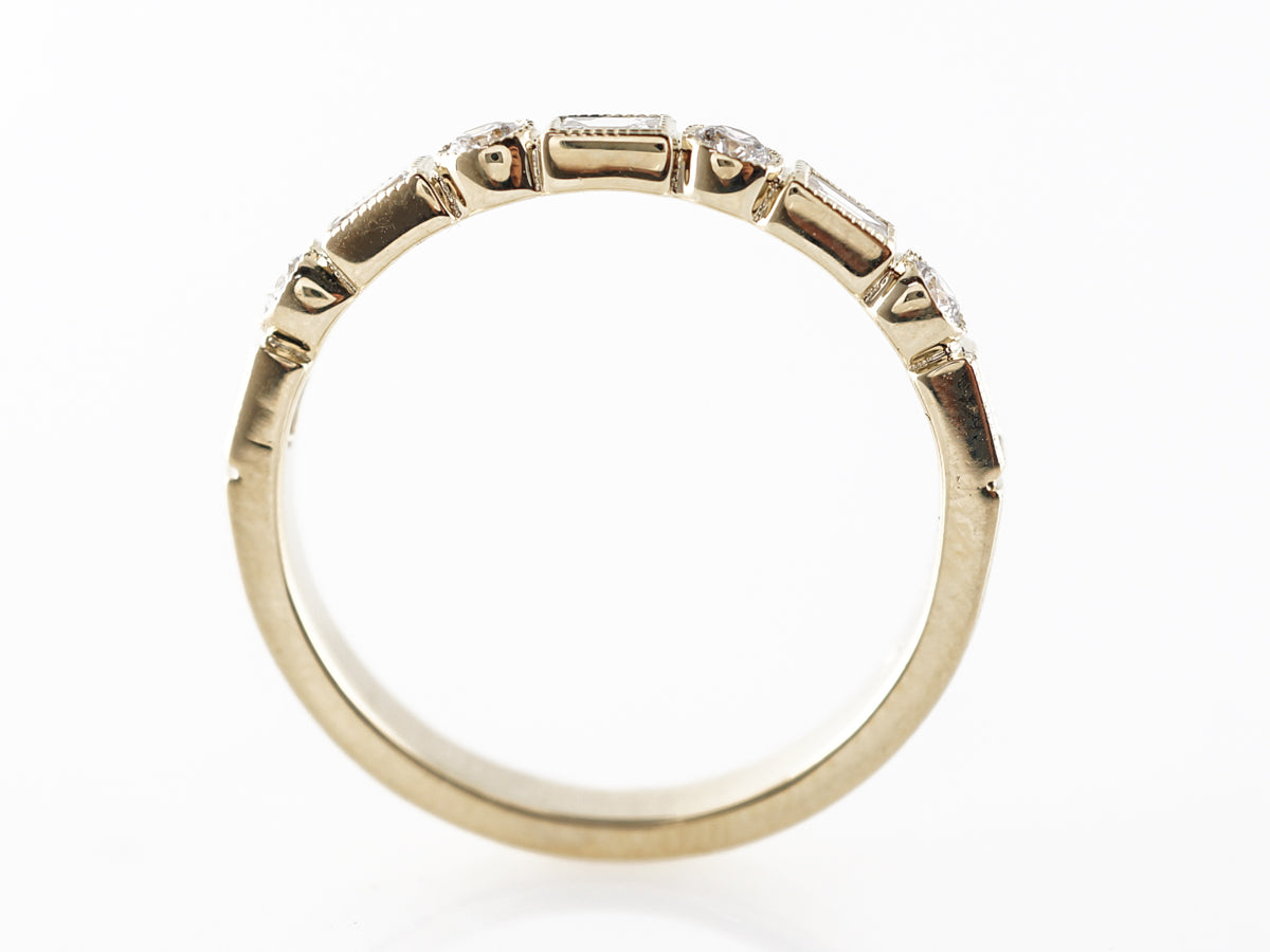 Baguette and Round Cut Diamond Band in 14k Yellow Gold